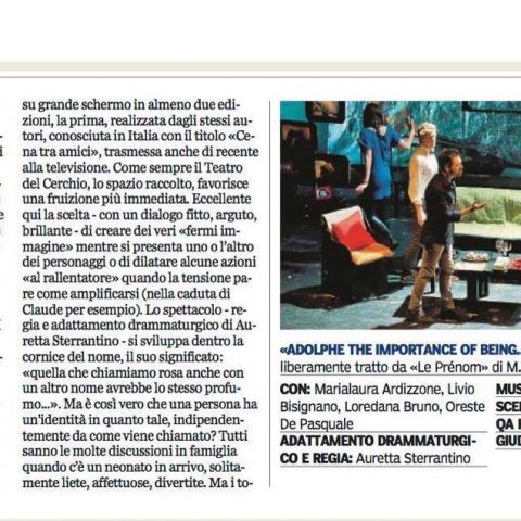 ADOLPHE - Recensione di Valeria Ottolenghi, Gazzetta di Parma 16.02.16