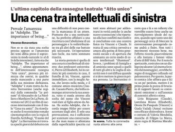 ADOLPHE - recensione di V. Bonaventura Gazzetta del Sud 25.03.15