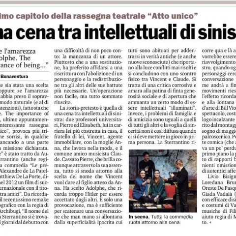 ADOLPHE - recensione di V. Bonaventura Gazzetta del Sud 25.03.15