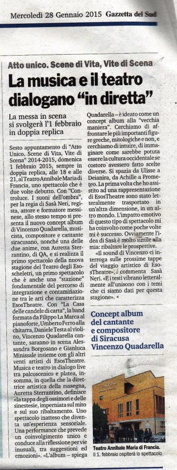CONTROLUCE - Gazzetta del Sud ed. Messina 28.01.15
