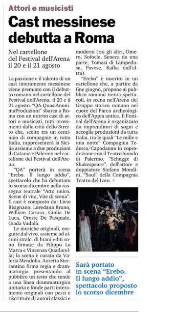 EREBO - Gazzetta del Sud - Edizione di Messina 14.08.15