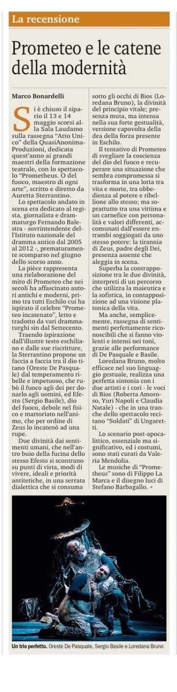 PROMETHEUS - Gazzetta del Sud 17.05.17