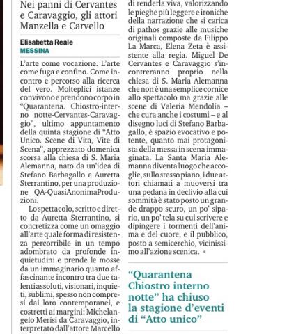 QUARANTENA - Recensione E. Reale - Gazzetta del Sud 3/06/2108