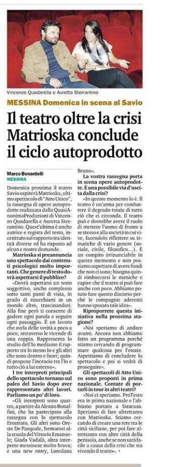 MATRIOSKA - Gazzetta del Sud 27.03.14