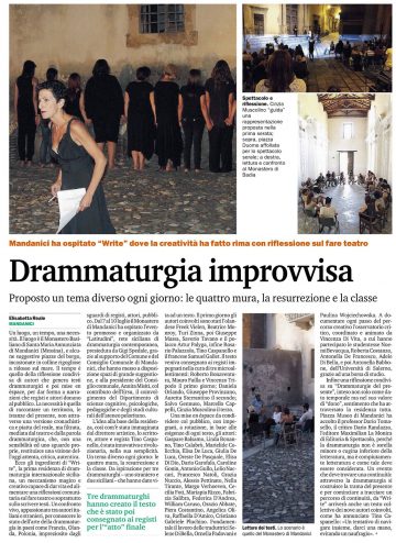 QA - Registi e attori di QA a WRITE - Elisabetta Reale su WRITE per Gazzetta del Sud 15.07.16