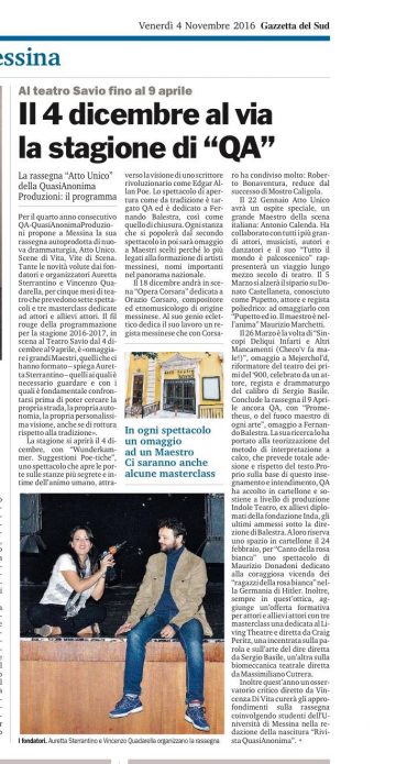 QA e AU 16 17 - Gazzetta del Sud 04.11.16