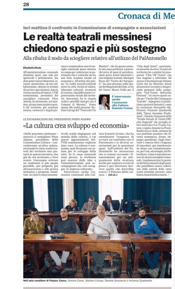 QA in commisione cultura - Gazzetta del Sud 25.11.16
