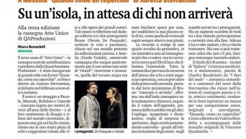 QUANDO, COME UN COPERCHIO - Recensione Bonardelli Gazzetta del Sud 28.10.15