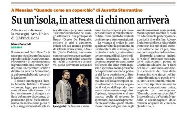 QUANDO, COME UN COPERCHIO - Recensione Gazzetta del Sud Bonardelli 28.10.15