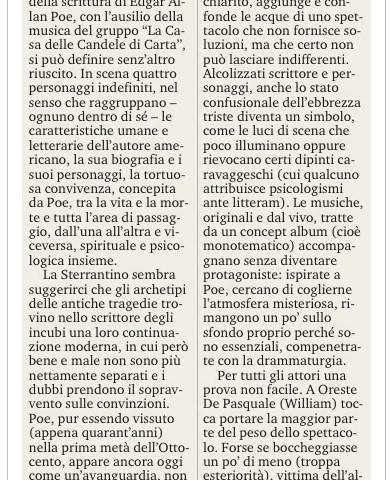 WUNDERKAMMER - recensione V. Bonaventura su Gazzetta del Sud 07.12.16